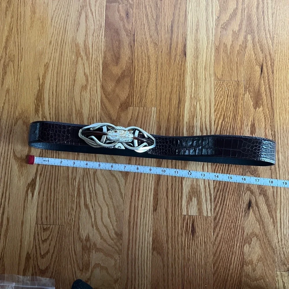 Connie Bates Farenheit Brown Leather Belt Semi Precious Stones 28